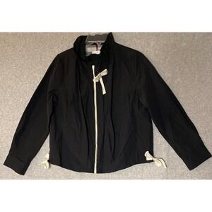Joh Apparel Jessica Jacket Womens XS Zip Up Black Bow Ruffle Collar Plaid Lining